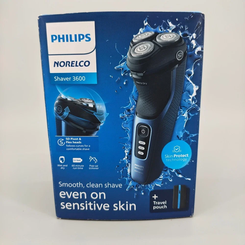 Philips Norelco Shaver 3600 Wet & Dry Electric Shaver 3000 Series Blue S3212/82